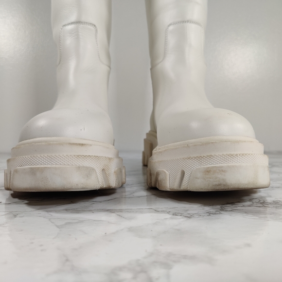 Gia X Pernille Tiesbaek White Leather Tubular Combat Boots Size 38.5 - Picture 4 of 14